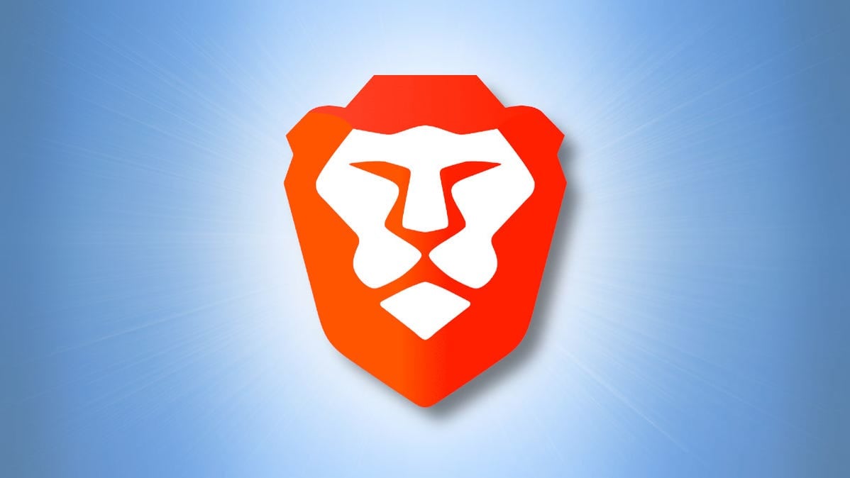 Brave browser logo on a blue background.