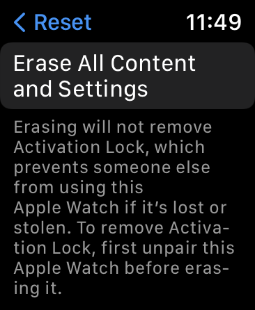 Erase Apple Watch
