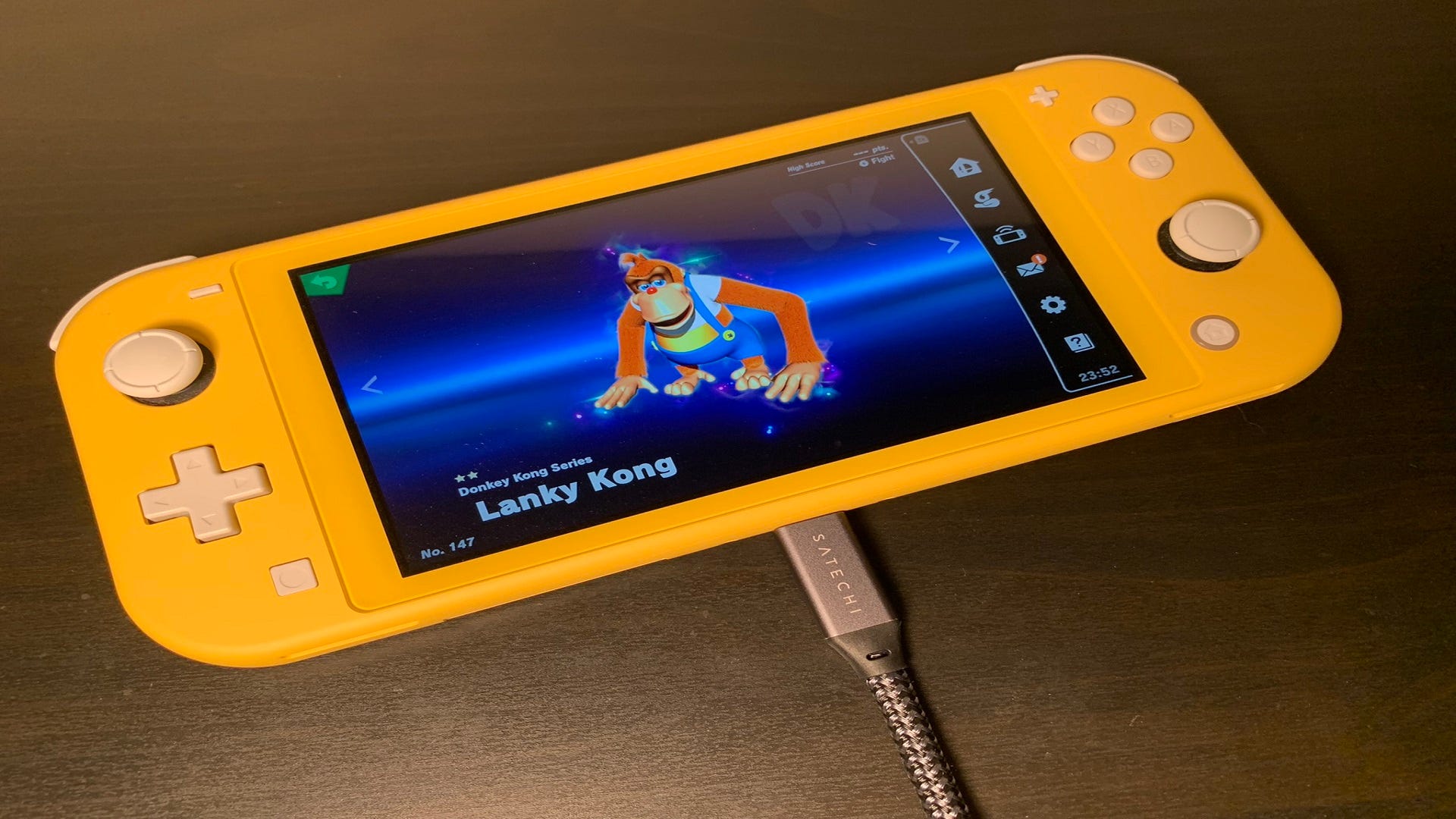 Satechi USB4 C-to-C cable plugged into Nintendo Switch Lite