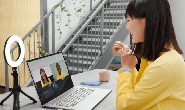 Person using HP Envy 13 for video chat