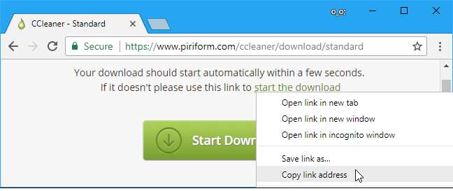 Right-click the download link, then click "Copy Link Address." 