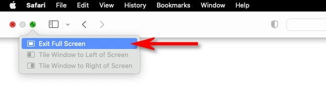 Select "Exit Full Screen."
