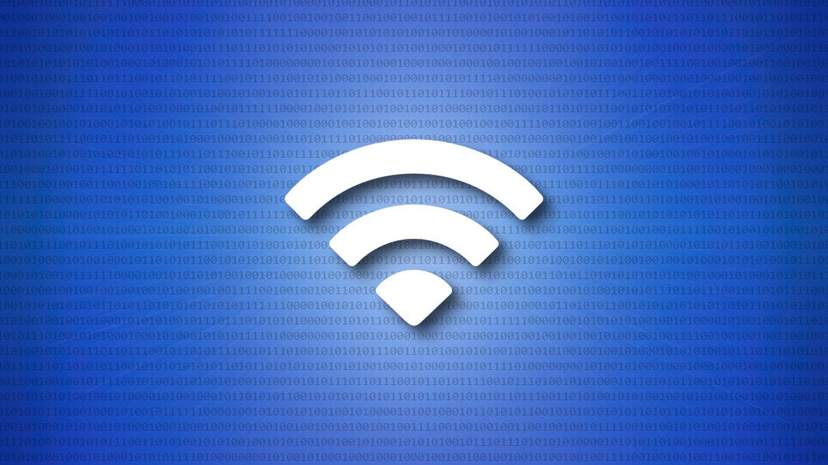 Apple Mac Wi-Fi Symbol on Binary Numbers Blue Background