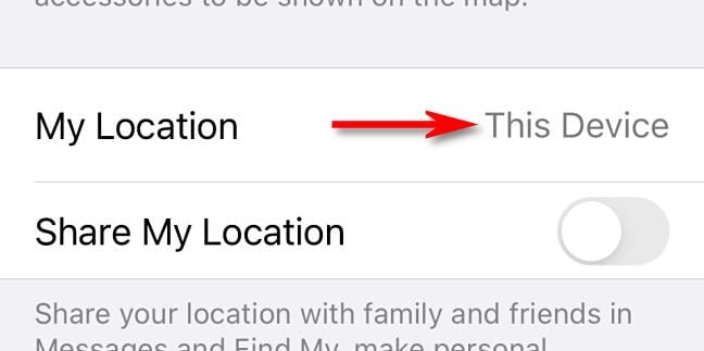 Once changed, "My Location" will say "This Device."