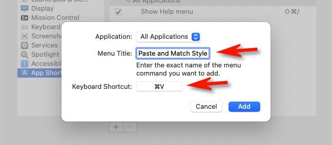 Enter "Paste and Match Style," then press Command+V.