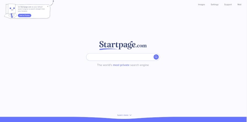 Startpage Screenshot