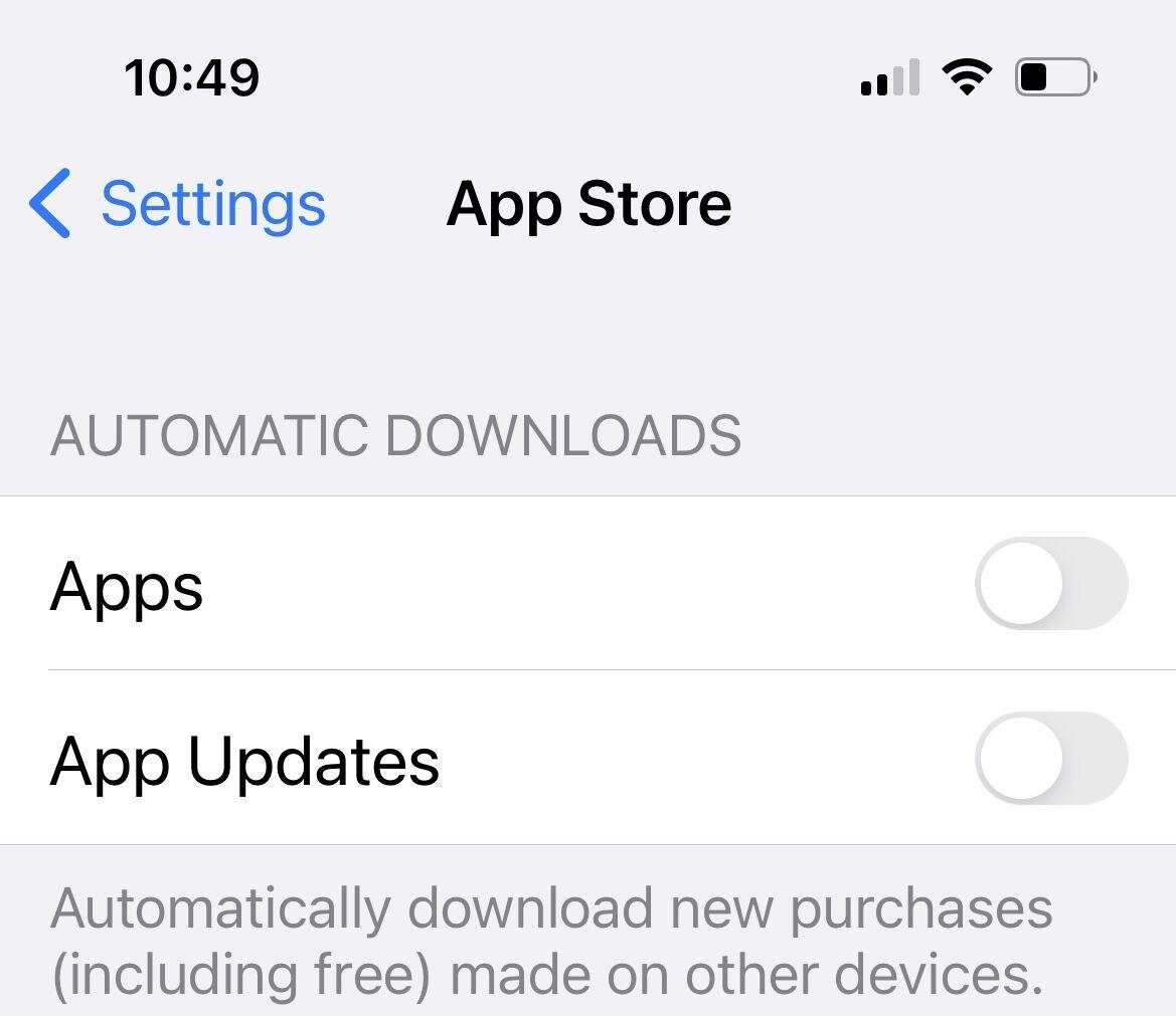Stop app automatic downloads 