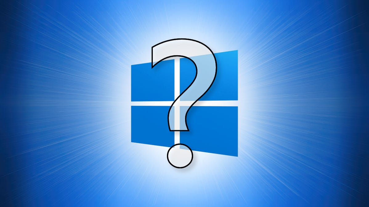 The Windows 10 logo with a question mark in front of it