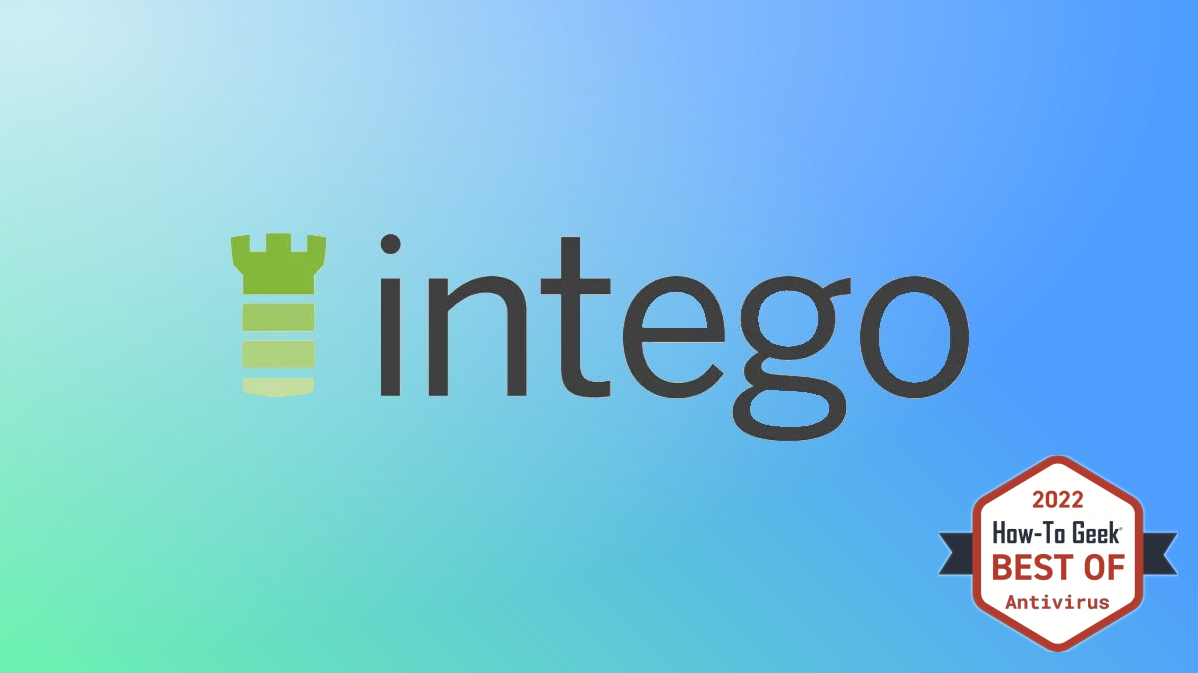 Intego logo on green and blue background