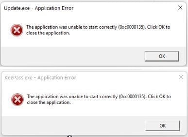 0xc0000135 error on Windows 11