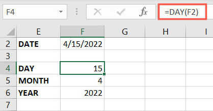DAY function in Excel
