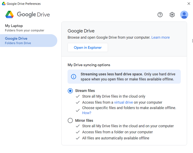 Google Drive Preferences