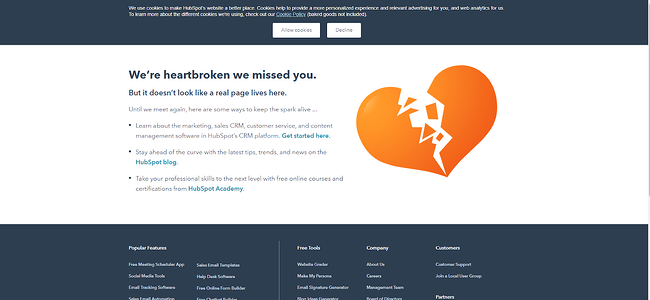 How to Optimize your 404 Error Page for SEO: HubSpot