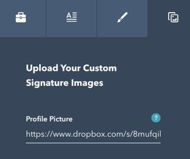 Guia HubSpot Email Signature Maker para carregar suas imagens de assinatura personalizadas.
