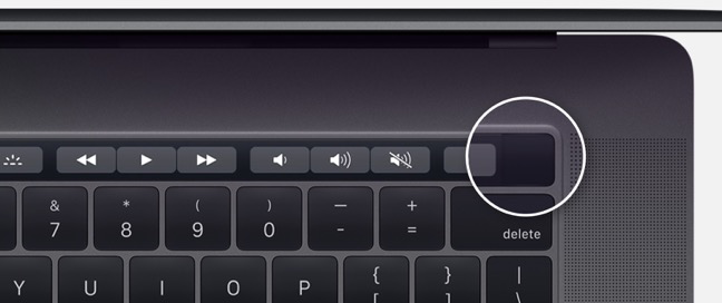 Power button on MacBook Pro with Touchbar model