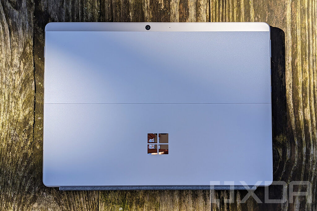 Top down view of Surface Pro X in Platinum