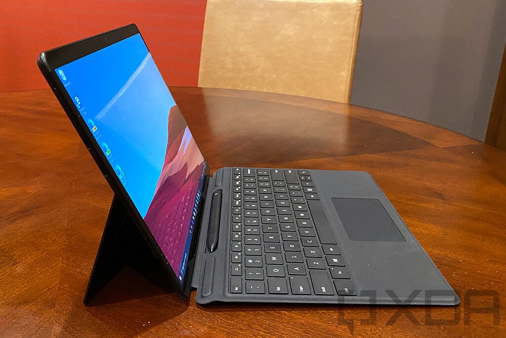 Side view of Surface Pro X in black