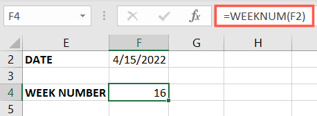 WEEKNUM function in Excel