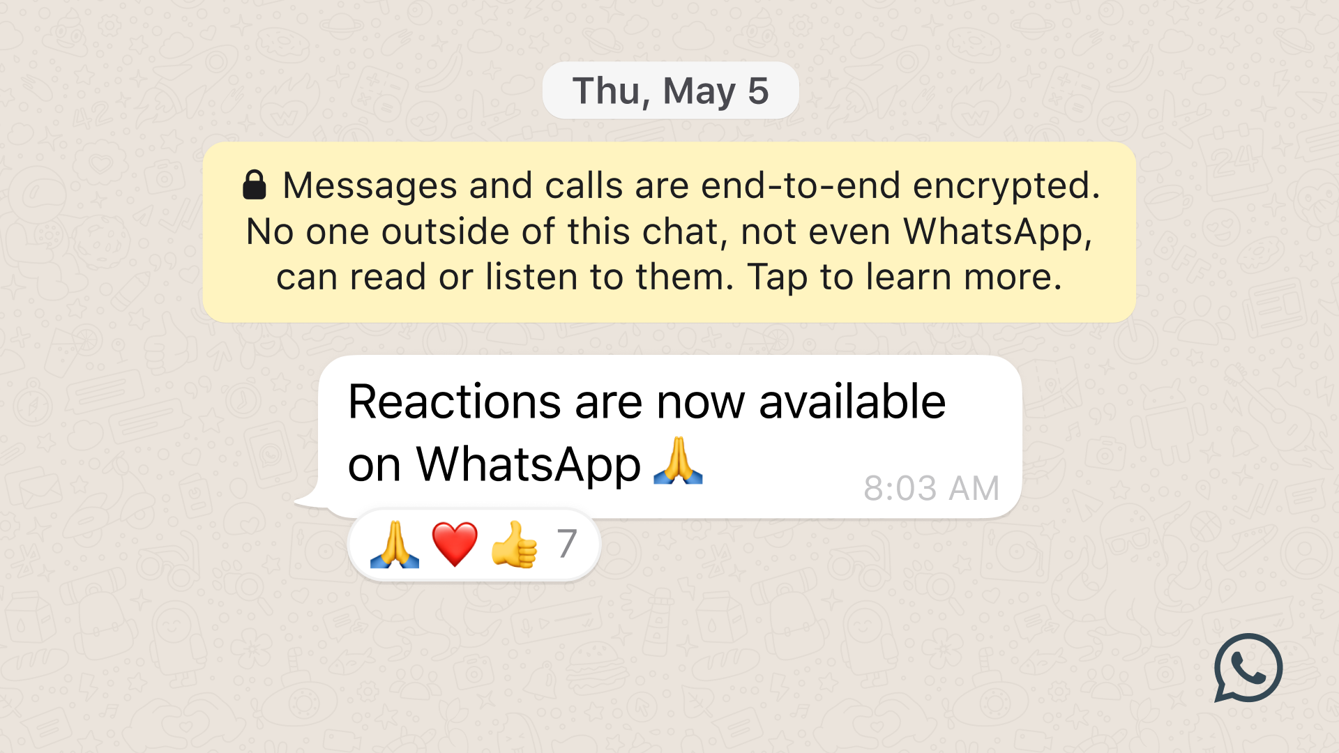 WhatsApp Message Reactions Official