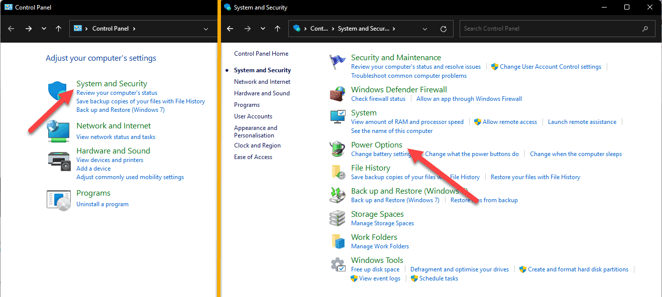 Steps to enable hibernation in Windows 11 via Control Panel