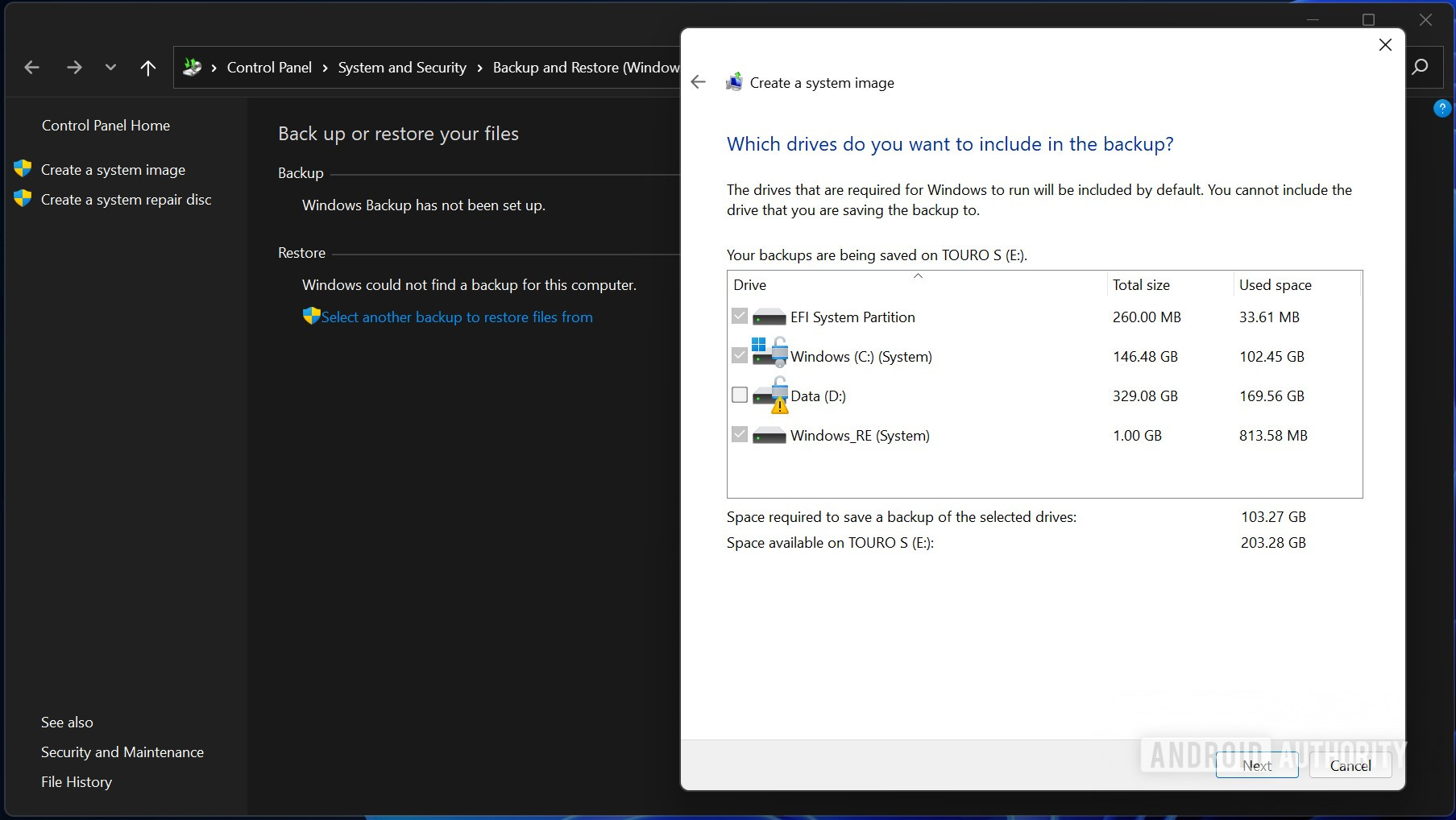 Windows 11 system image disk selection