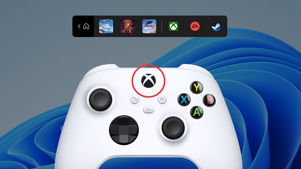 Xbox Controller Bar with an Xbox controller