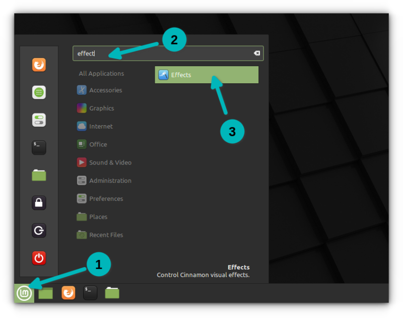 Accessing Effects settings in Linux Mint Cinnamon