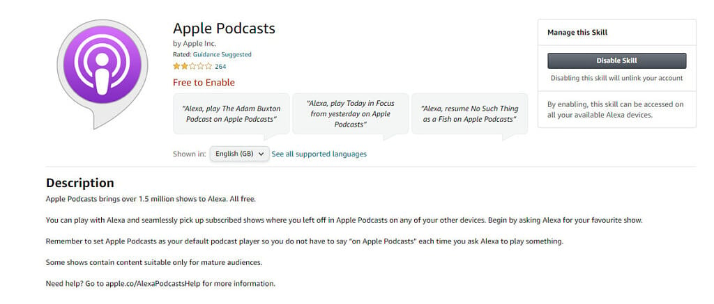 Apple Podcasts Alexa Skill