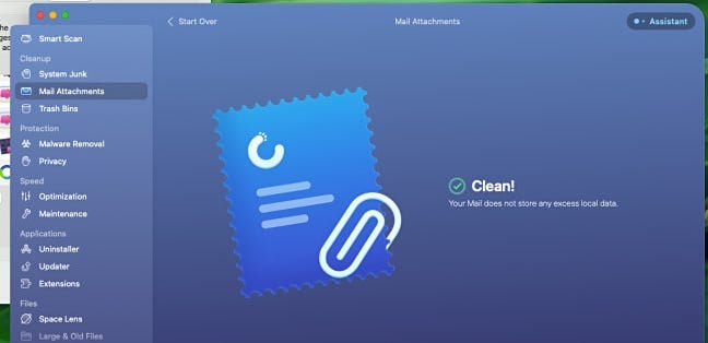 CleanMyMac X can help clean up Mail attachments.