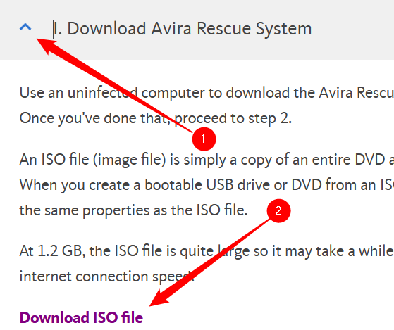 Click the chevron, then click "Download ISO file."