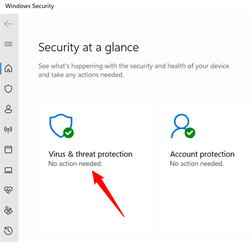 Click "Virus & Threat Protection."