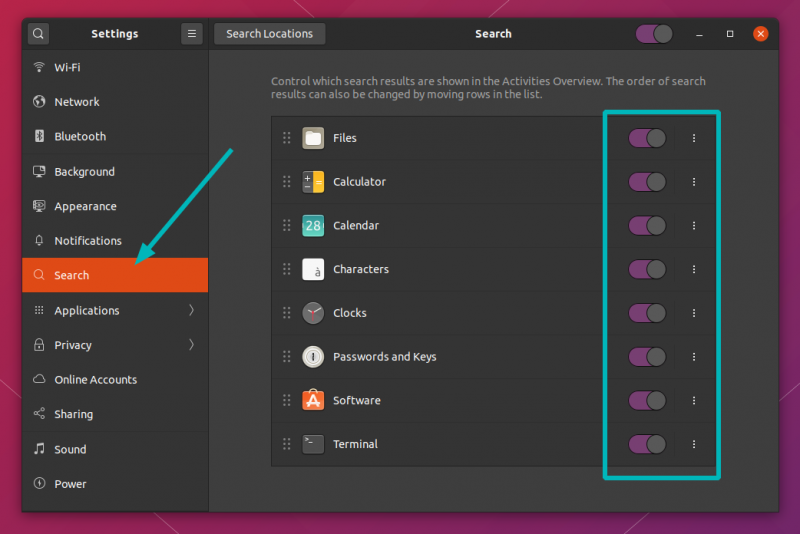 Sökinställningar Kontrollera Ubuntu