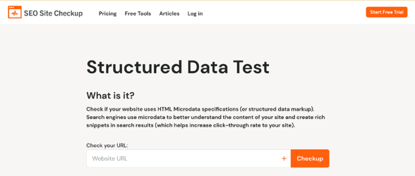 melhor ferramenta de teste de dados estruturados: check-up do site seo