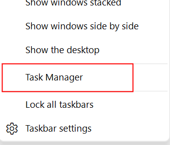 Right-click the task bar and click "Task Manager."