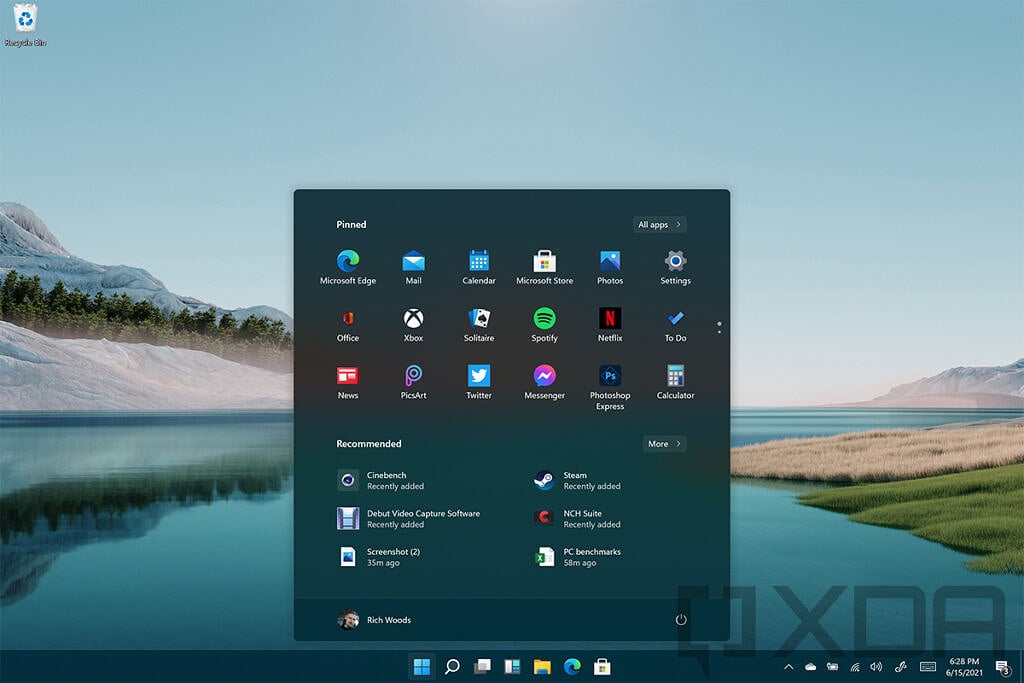 Windows 11 with Start Menu open