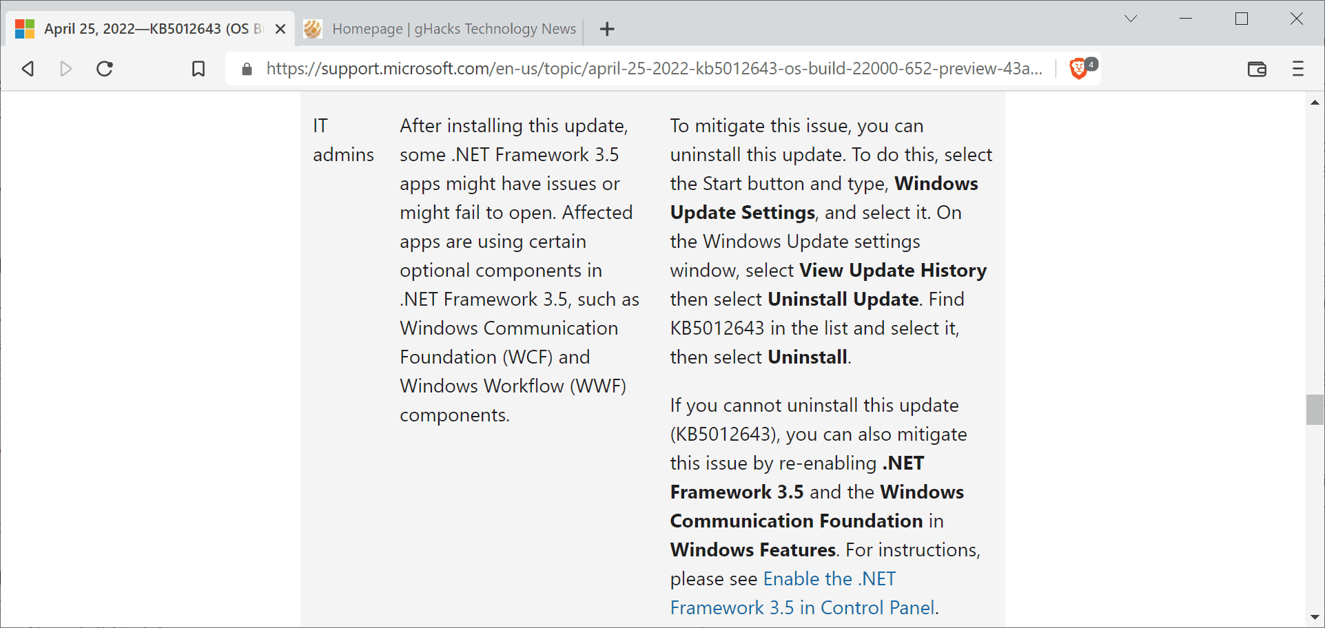 windows 11 KB5012643 app crash issue