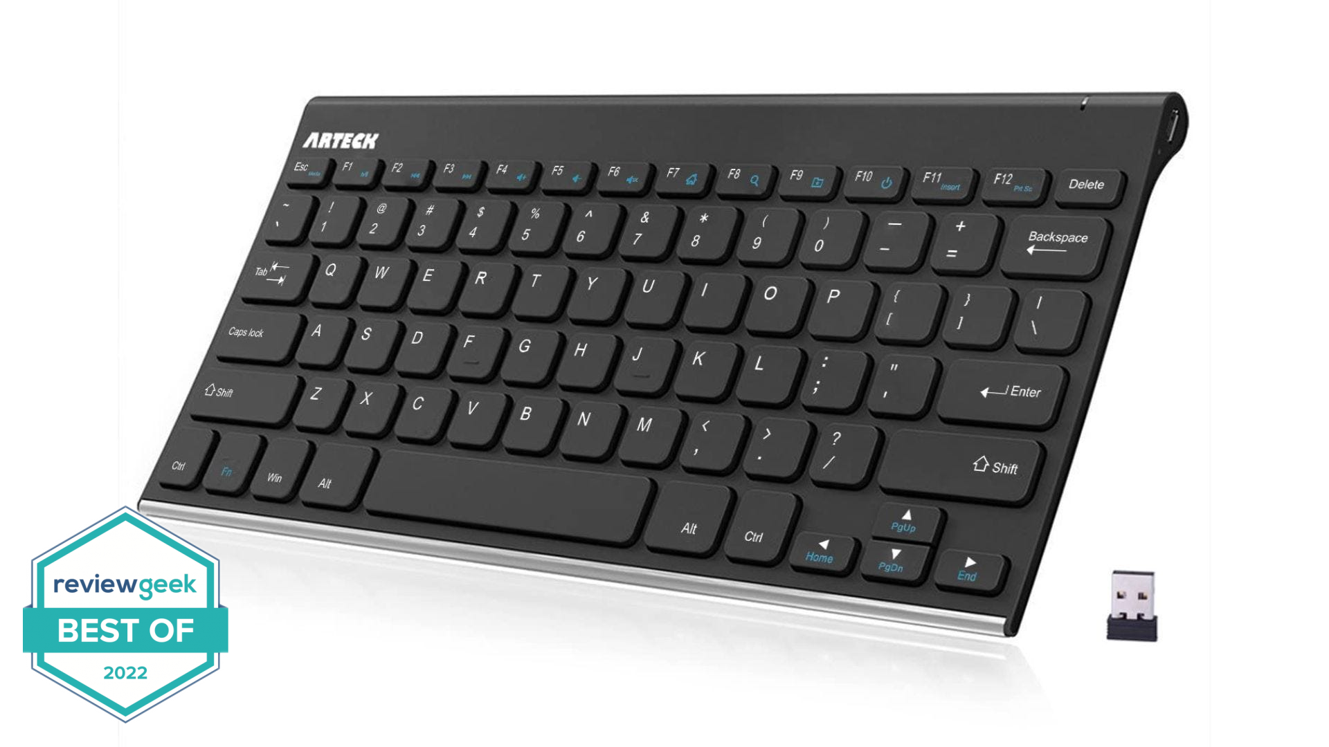 Arteck 2.4G Wireless Keyboard Stainless Steel Ultra Slim Keyboard
