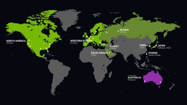 Globalni zemljevid rezil strežnika GeForce Now