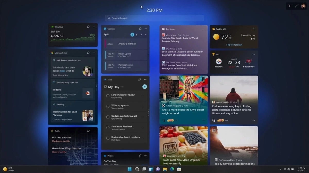 Windows 11 Widgets full screen