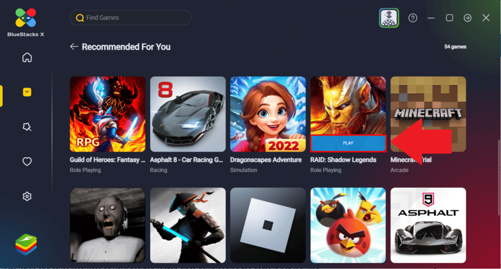 Bluestacks recommended page