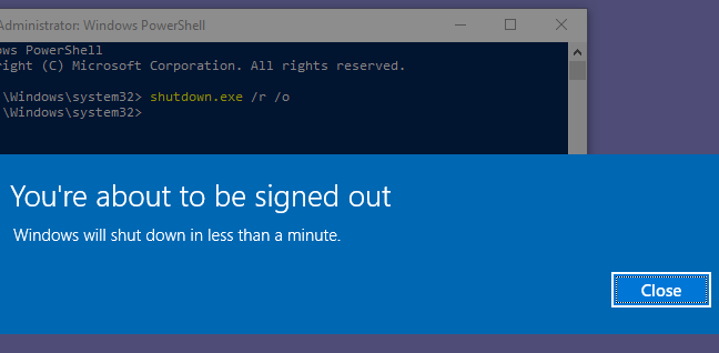A popup warning you that you're about to be signed out. 