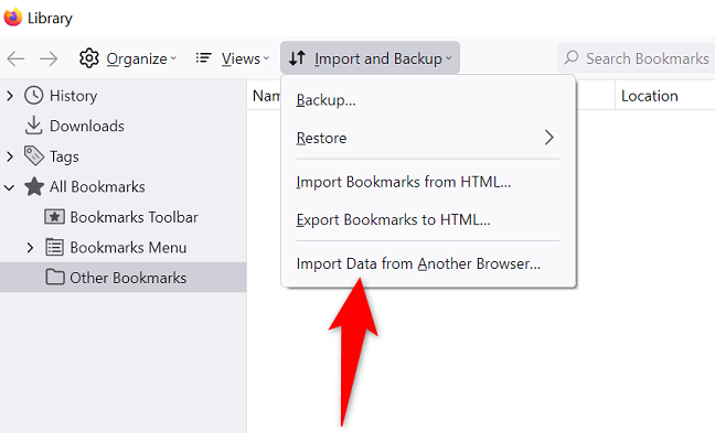 Choose Import and Backup > Import Data From Another Browser.