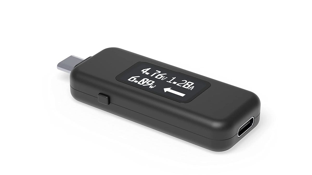 Plugable USB-C power meter on a white background