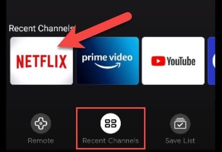 Tap the "Recent Channels" tab.
