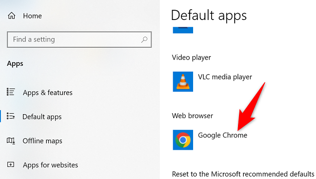 Select the current default web browser.