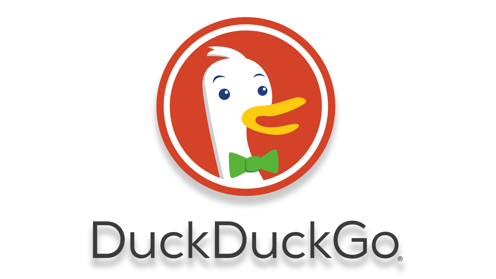 DuckDuckGo logo valgel taustal
