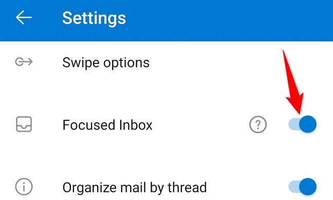 Disable "Focused Inbox."