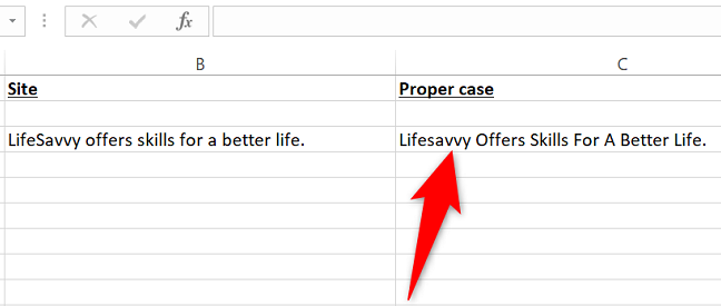 Proper case text in Excel.