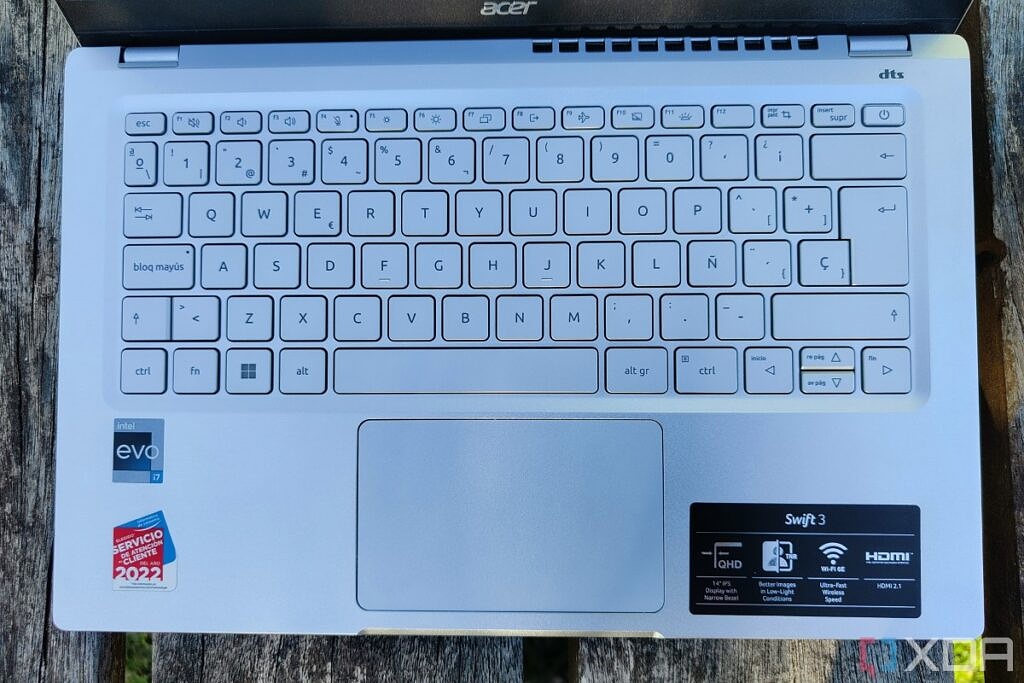 Overhead view of the keyboard on the Acer Swift 3