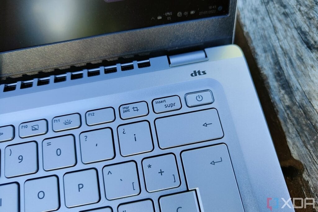 Close-up view of the power button on the Acer Swift 3